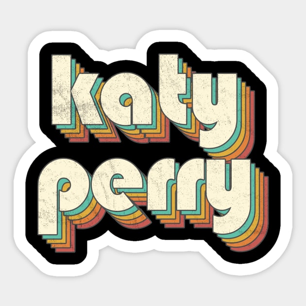 Retro Vintage Rainbow Katy Letters Distressed Style Sticker by Cables Skull Design